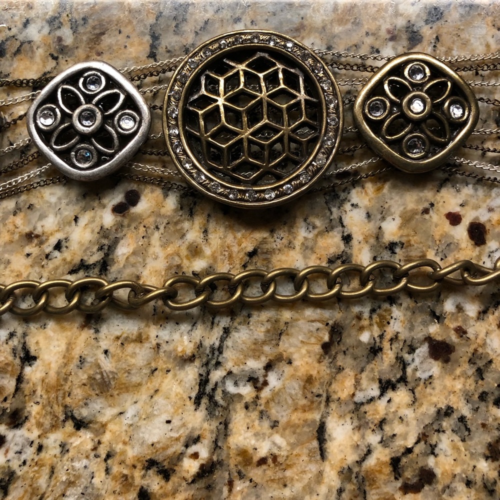 CHICO’S statement belt with Rhinestone accent and leather